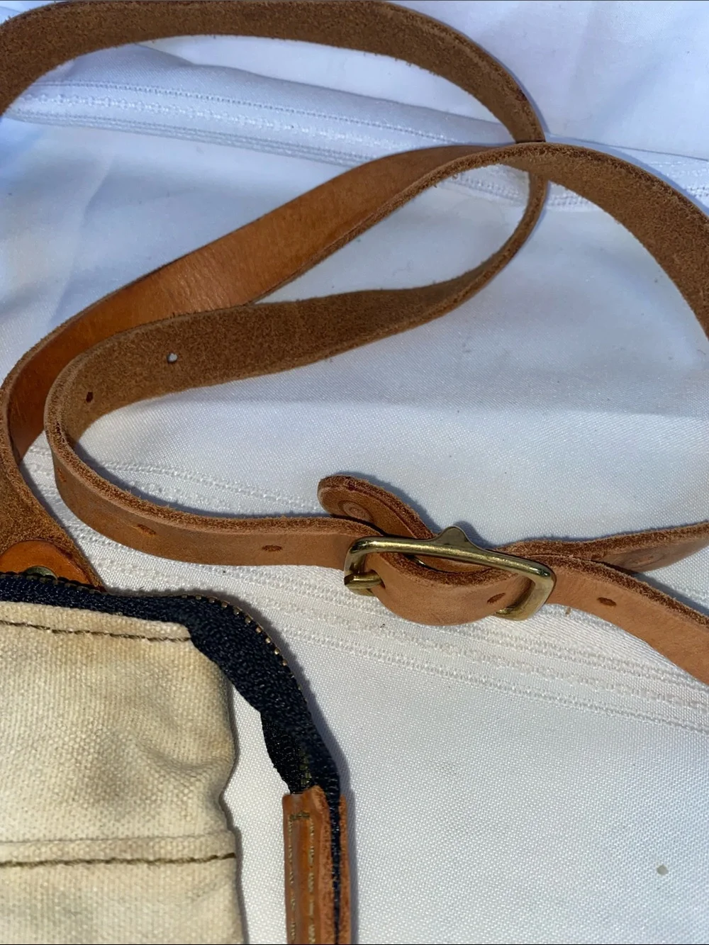 Beige Canvas Messenger Crossbody